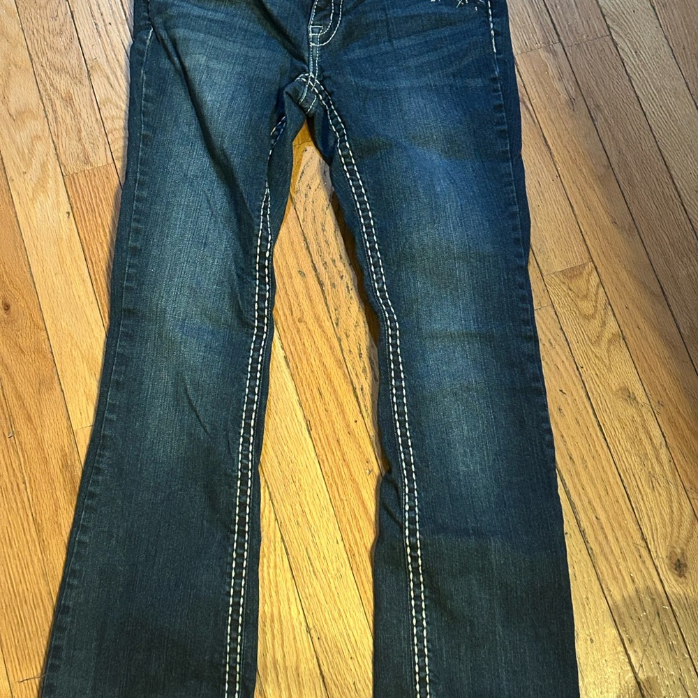 Paisley Sky Blue Boot‎ Cut Jeans with Contrast Stitching